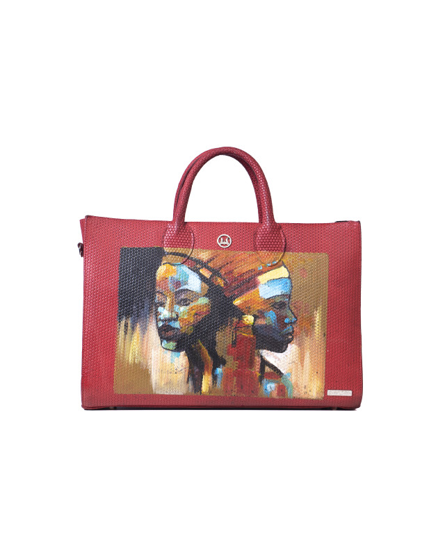 Midi Man Tote: Limited Edition Red Checkered Print Meets Art #1
