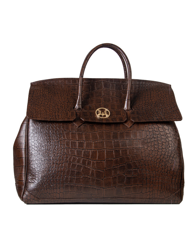 Duffle Bag 3.0: Chestnut Brown Crocodile Print