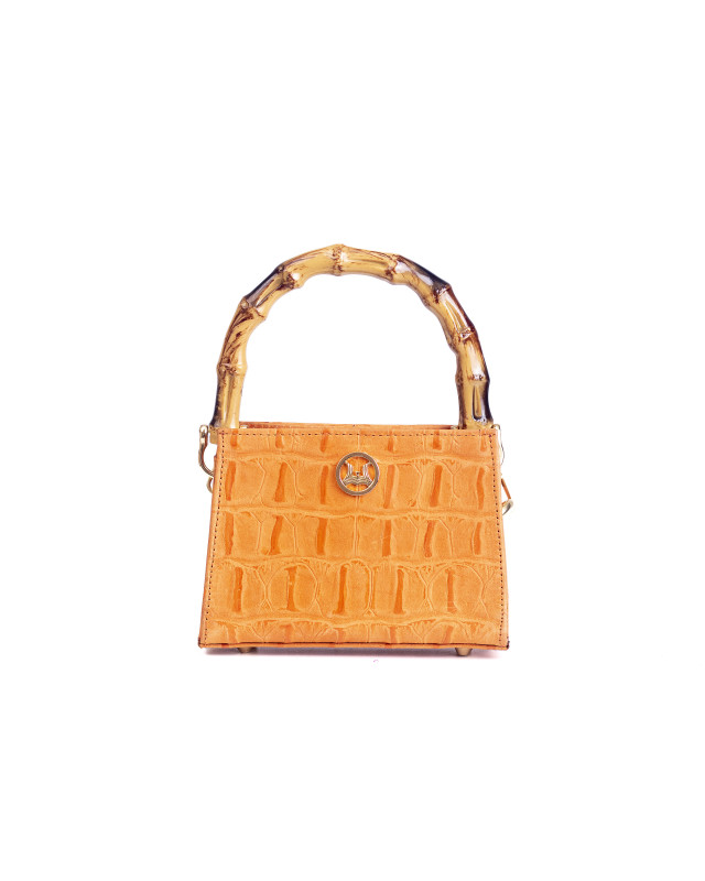 Shanghai Micro: Orange Textured Crocodile Print