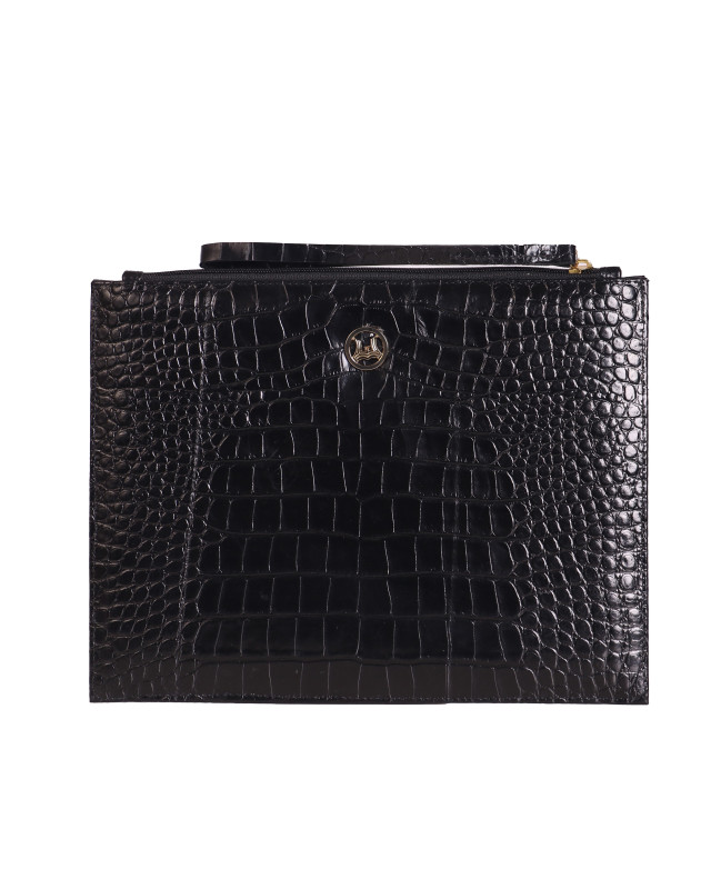 Man Purse MIDI: Black Crocodile Print
