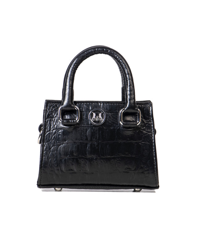 Lagos Micro: Black Textured Crocodile Print