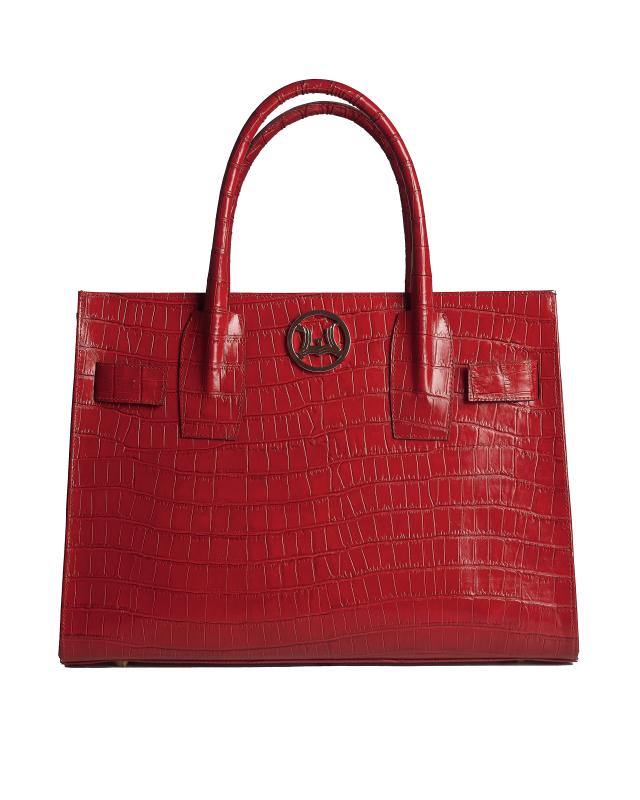 Zurich MIDI: Red Crocodile Print