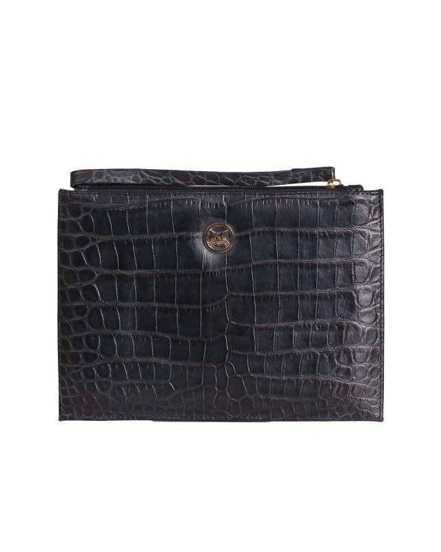 Man Purse Mini: Dark Green Crocodile Print
