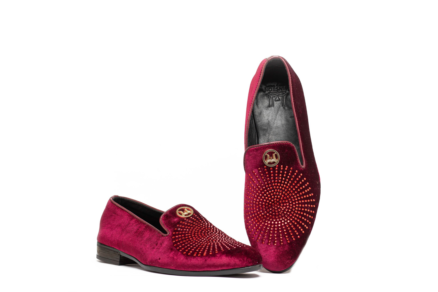 Crystal Velvet Loafers: Red