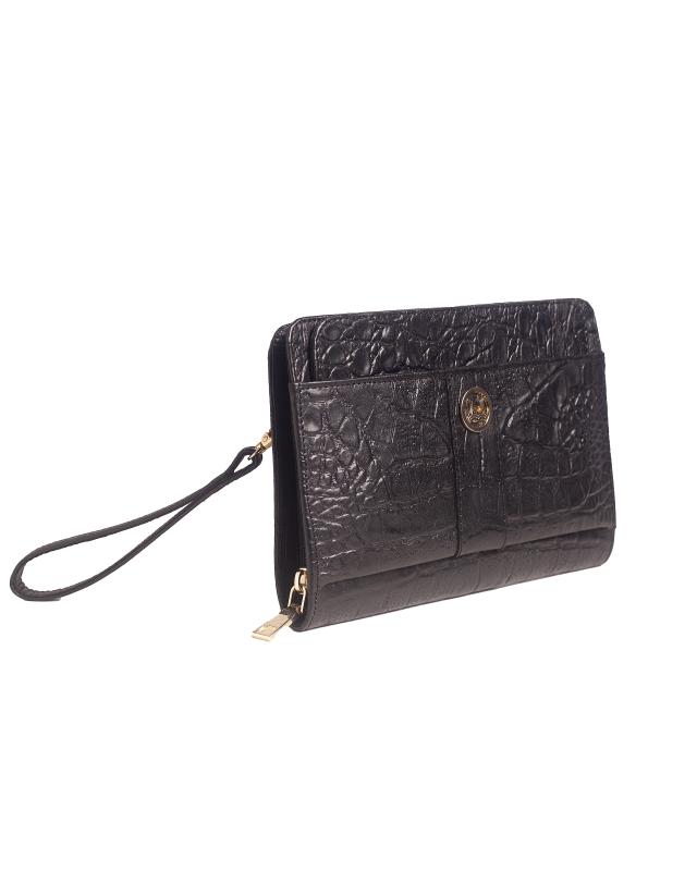 Messenger Bag 2.0:  Black Crocodile Print