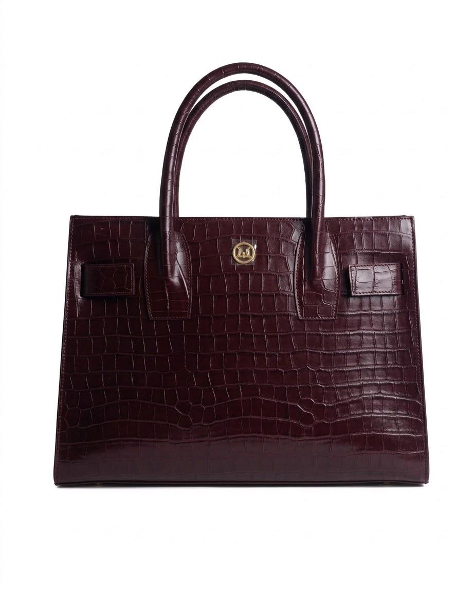 Zurich Midi: Dark Plum Crocodile Print
