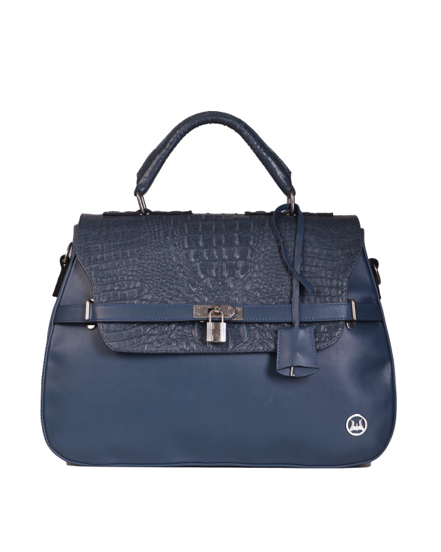 Brazzaville: Slate and Lapis Textured Crocodile Print