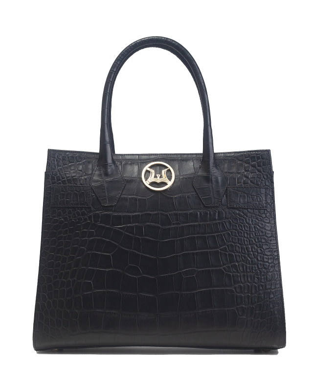 Montreal Maxi: Black Crocodile Print