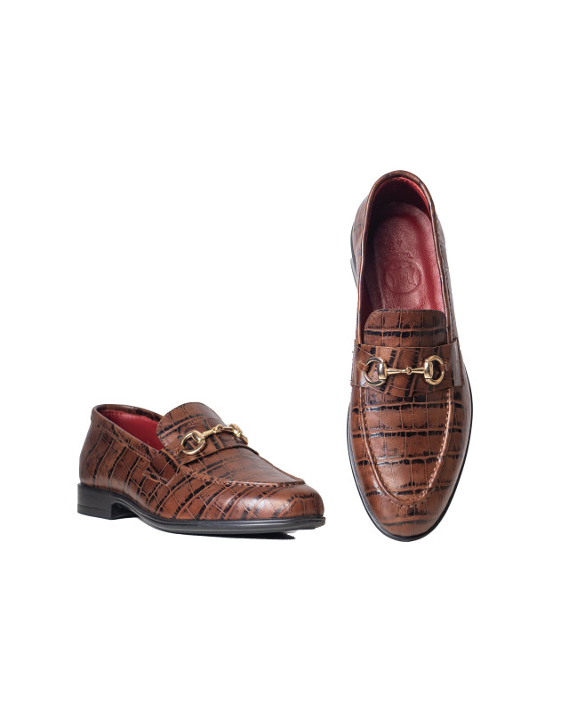 Penny Loafers: Brown Crocodile Print