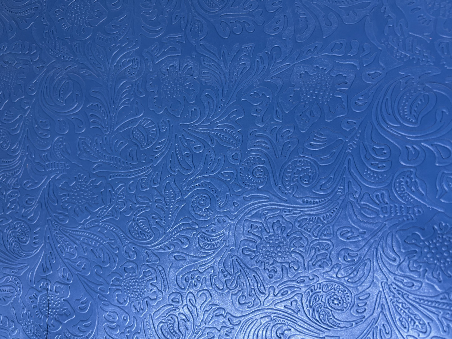 Blue Floral Print Embossed on Cow Hides: AF004C