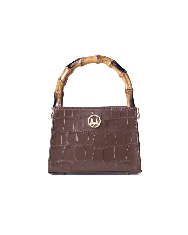 Shanghai Micro: Taupe Brown Crocodile Print