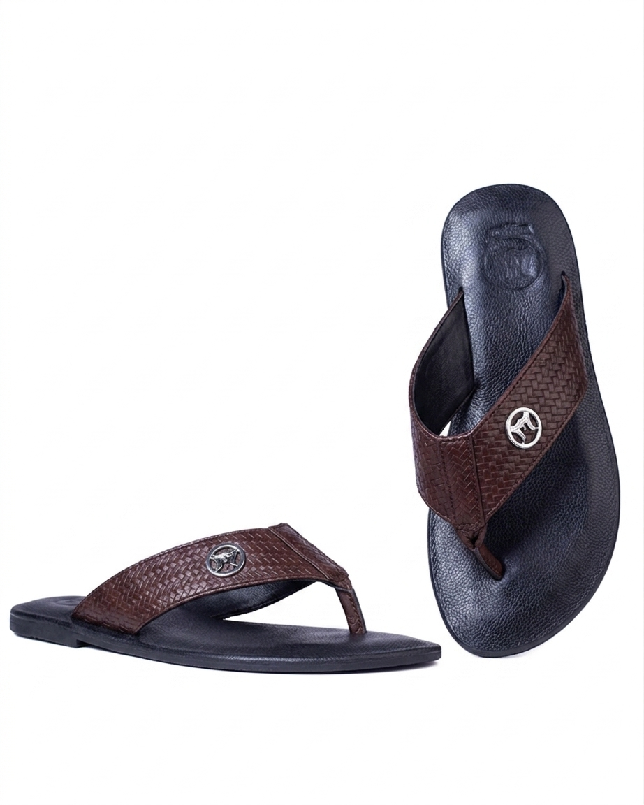 Emperor: Dark Brown Basket Woven Leather Print