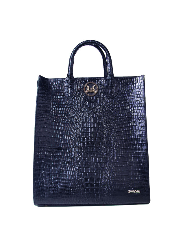 Man Tote: Limited Edition Black Textured Crocodile Print