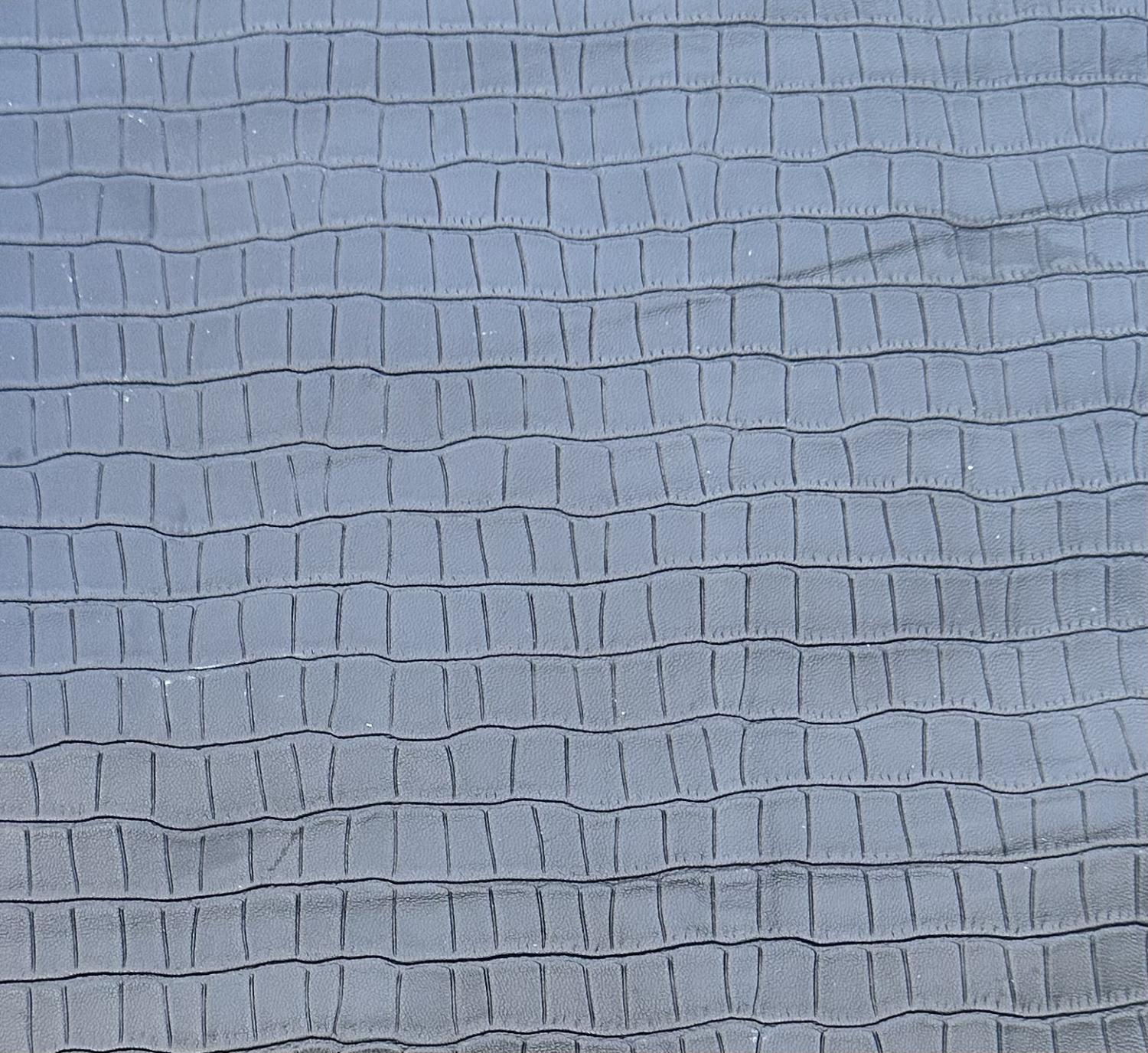 Black Alligator Belly  Print Embossed on Calf Hides: BA006CA