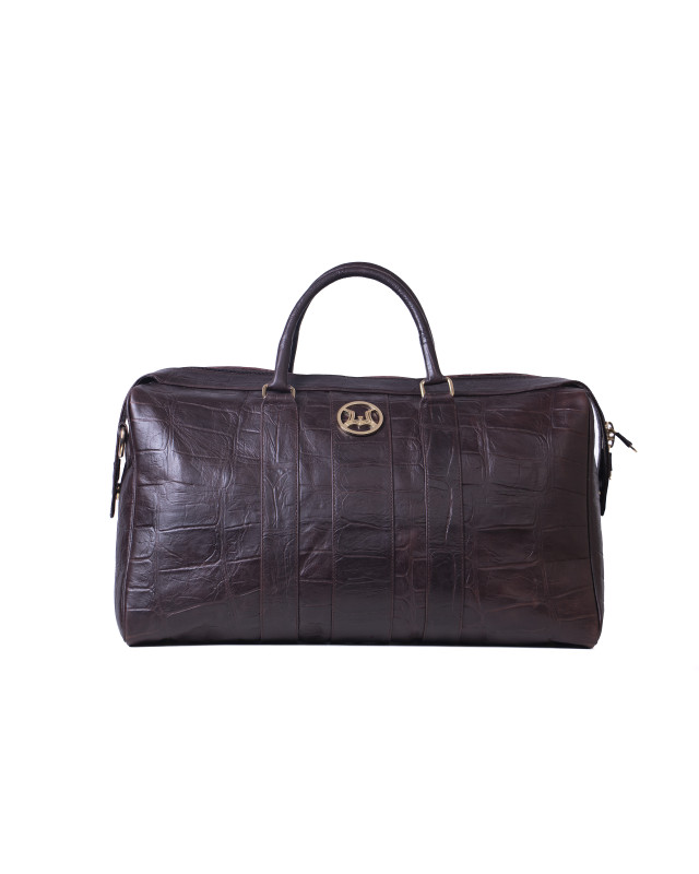 Duffle Bag:  Dark Brown Crocodile Print