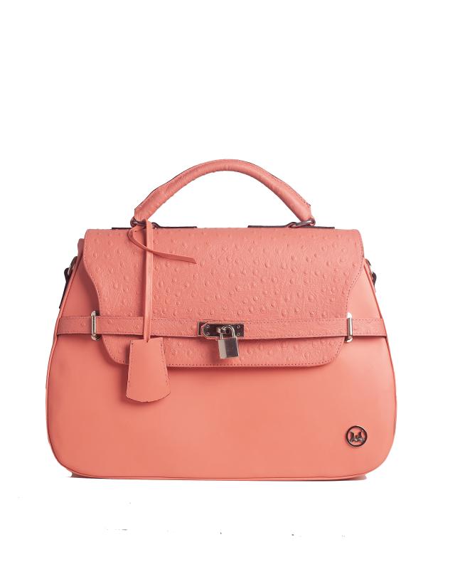 Brazzaville:  Coral Pink and Coral Pink Ostrich Print Combination