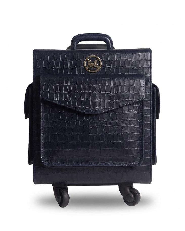 WL Cabin Trolley: Dark Blue Crocodile Print