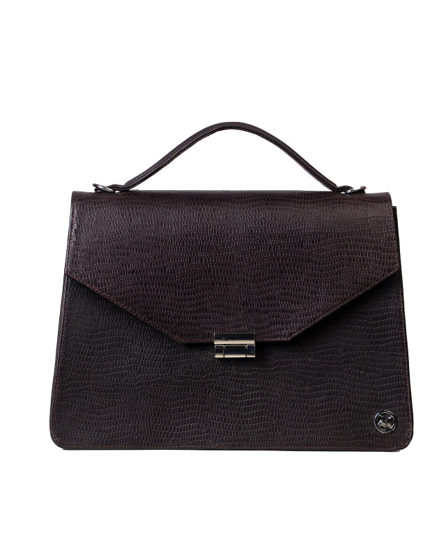 Her Work Case:  Dark Brown Monitor Lizard Print