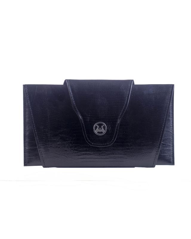 Marrakesh Clutch: Black Monitor Lizard Print