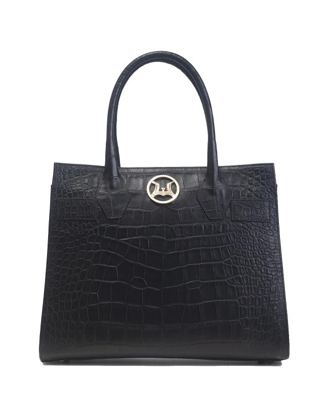 Montreal Maxi: Black Crocodile Print