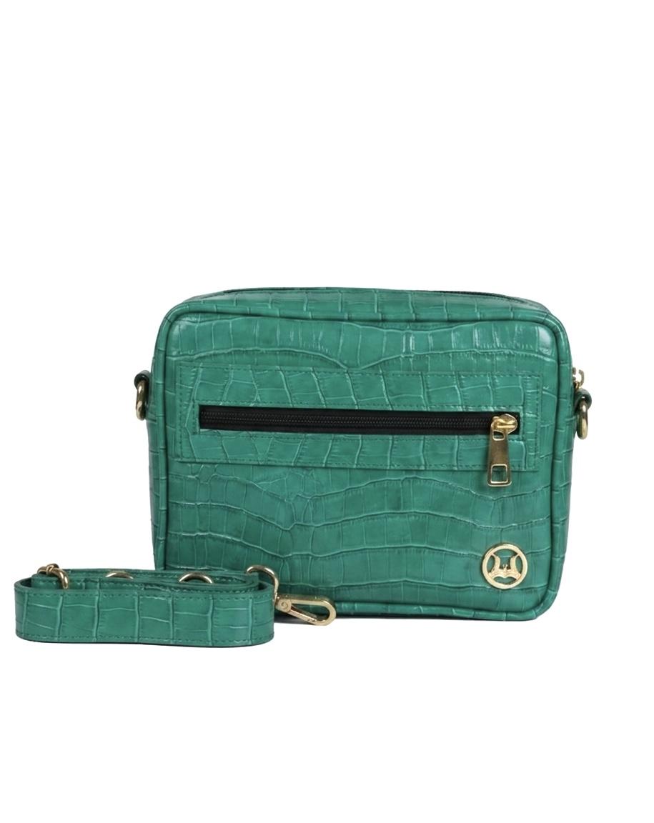 Messenger Bag: Sea Green Crocodile Print