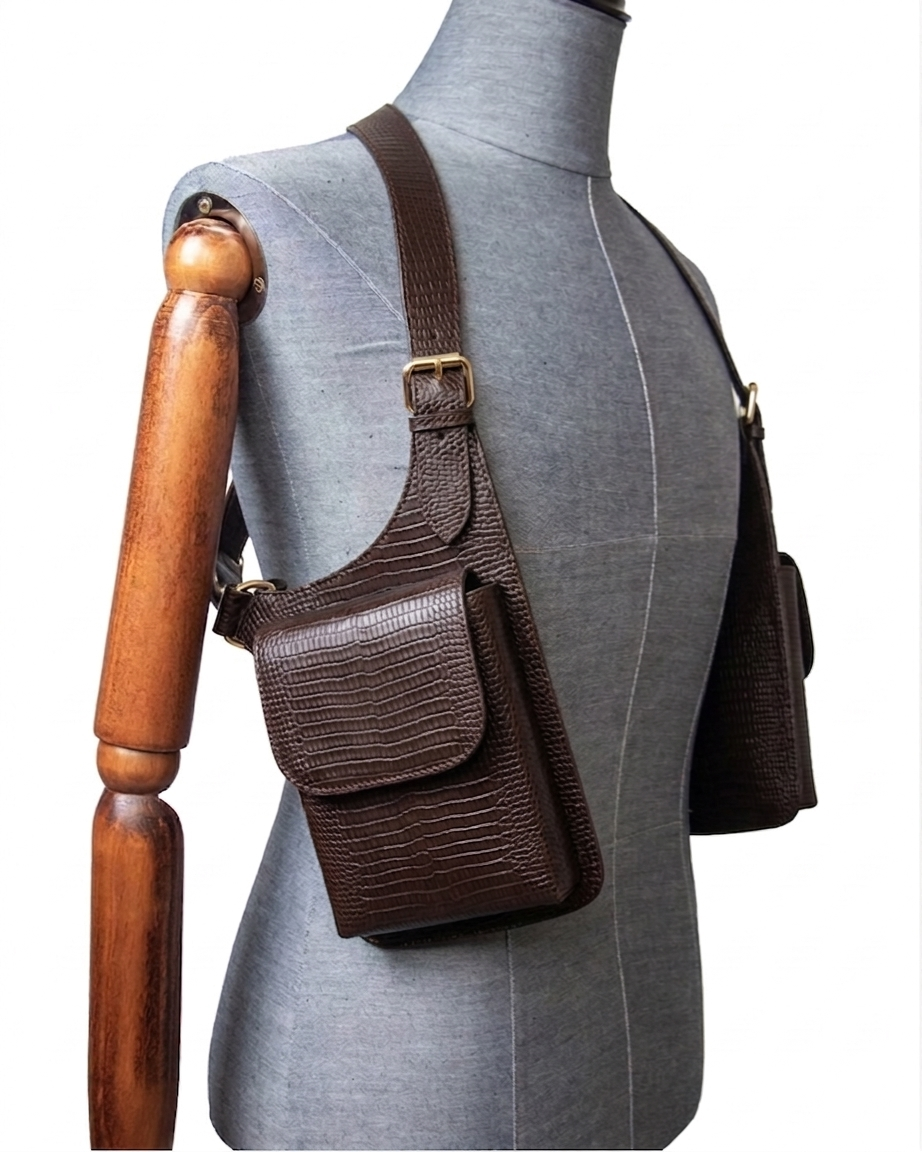 Vest Holster: Dark Brown Monitor Lizard Print