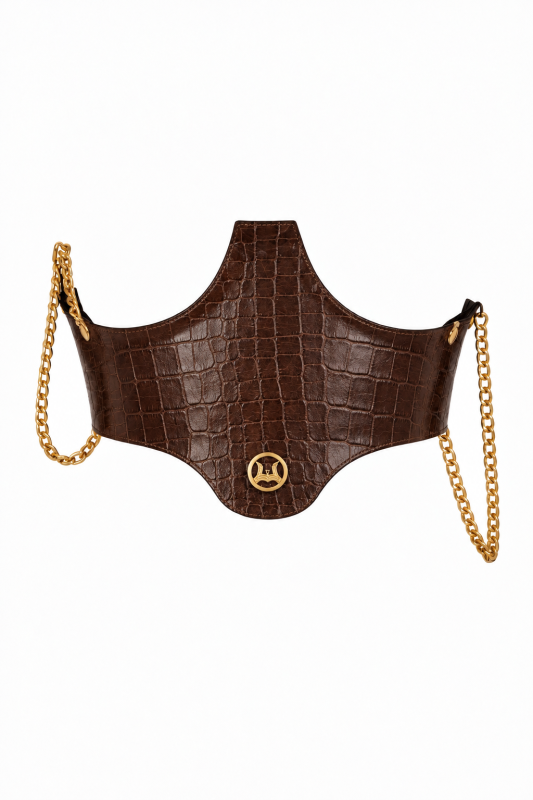 Corset Belt: Hickory Brown Crocodile Print