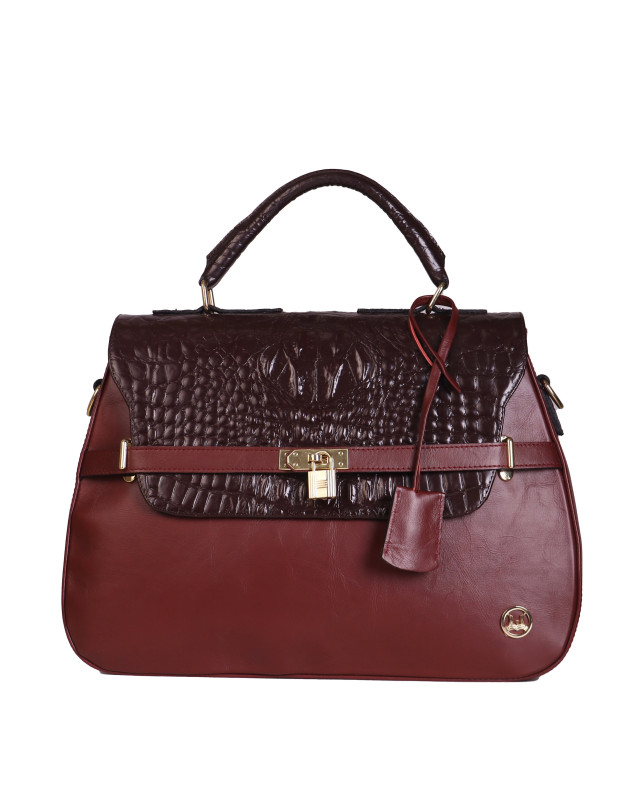 Brazzaville: Wine and Plum Textured Crocodile Print