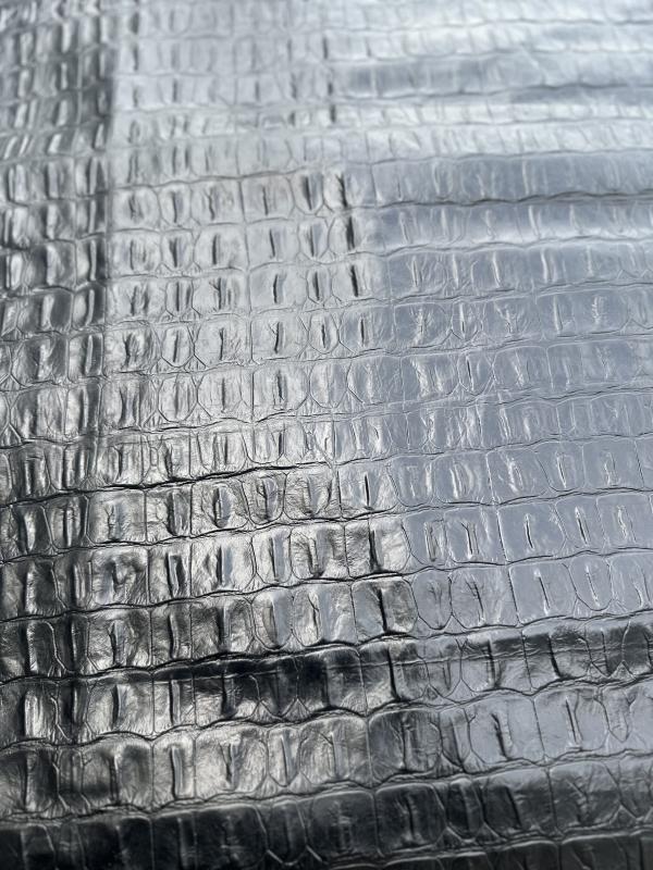 Black Crocodile Back Print Embossed on Cow Hides: BC001C