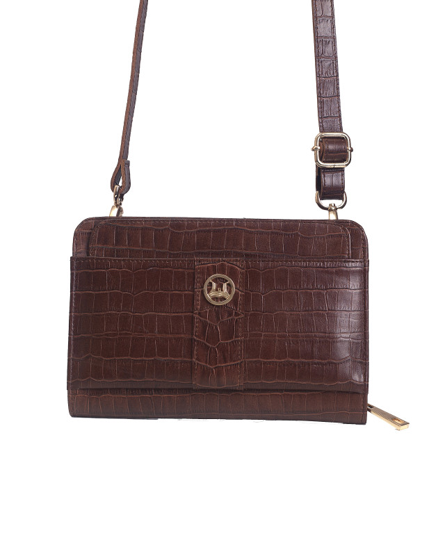Messenger Bag 2.0:  Syrup Brown Crocodile Print