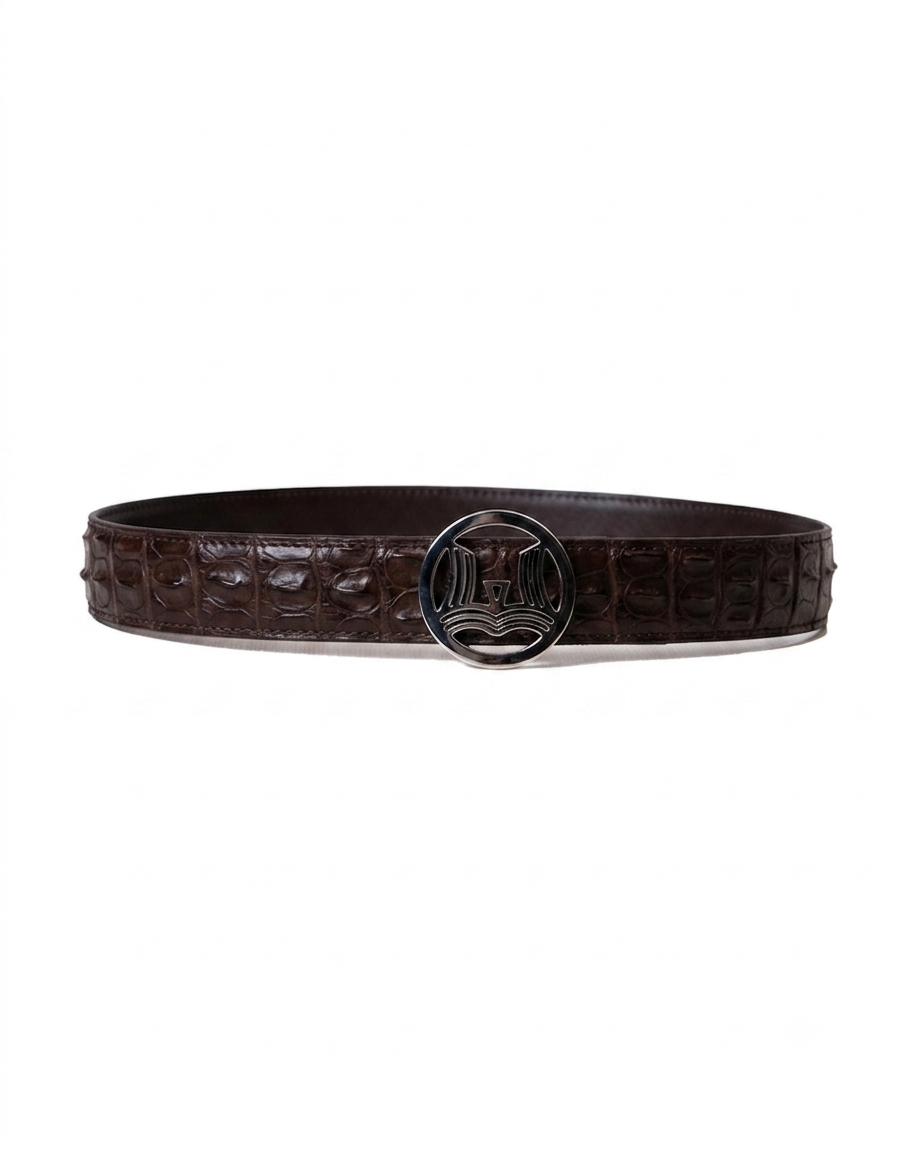 Winston Duo Belt: Brown Crocodile Skin