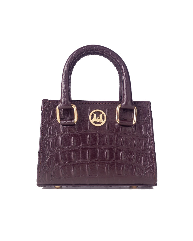 Lagos Micro: Wine Textured Crocodile Print