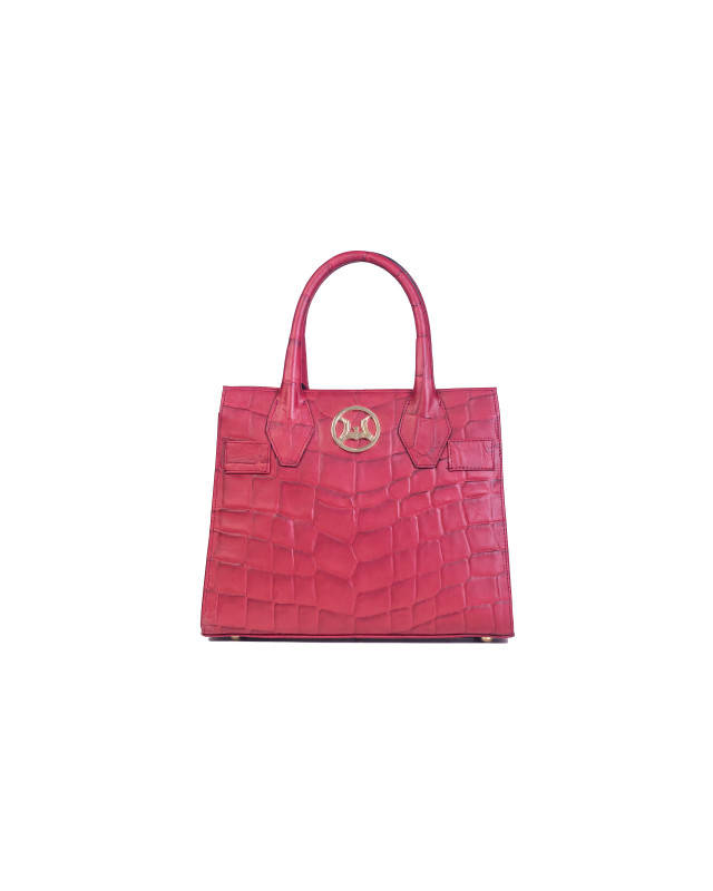 Montreal Midi: Red Textured Crocodile Print