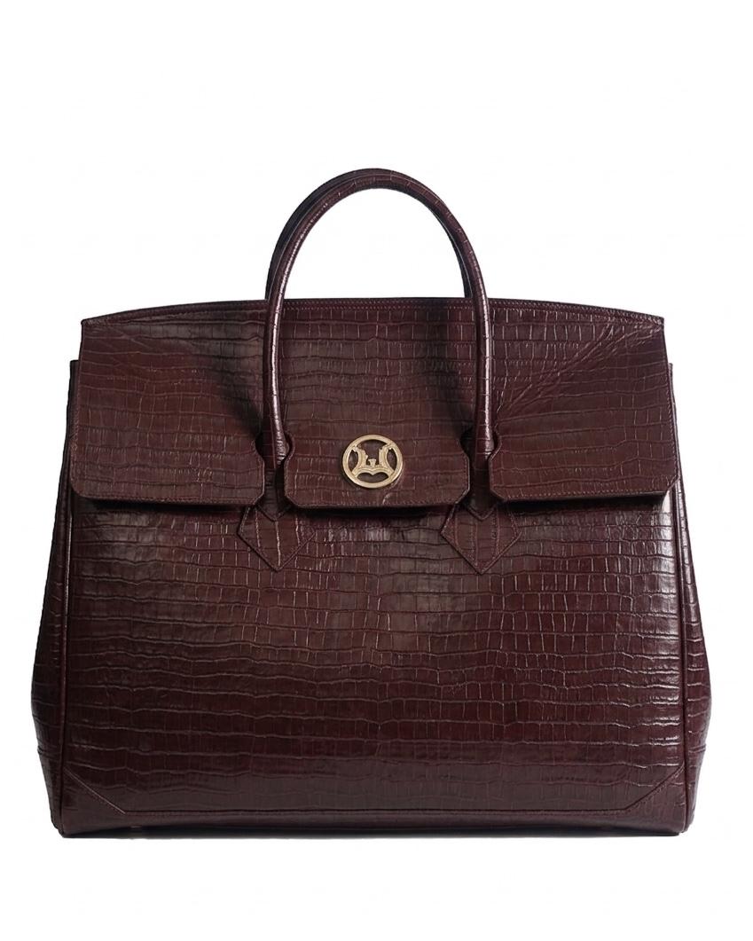 Duffle Bag 3.0: Deep Brown Crocodile Print