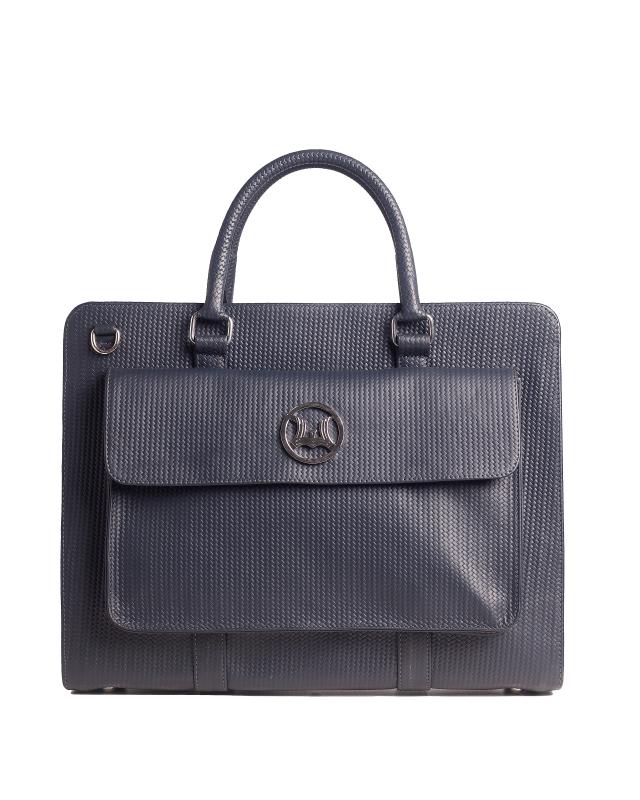 Work Case Escobar: Blue Basket Woven Leather Print