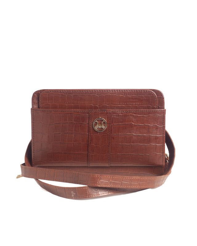 Messenger Bag 2.0:  Cinnamon Brown Crocodile Print