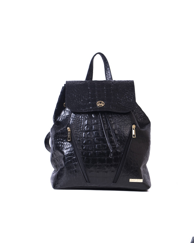 Backpack: Limited Edition Black Textured Crocodile Print