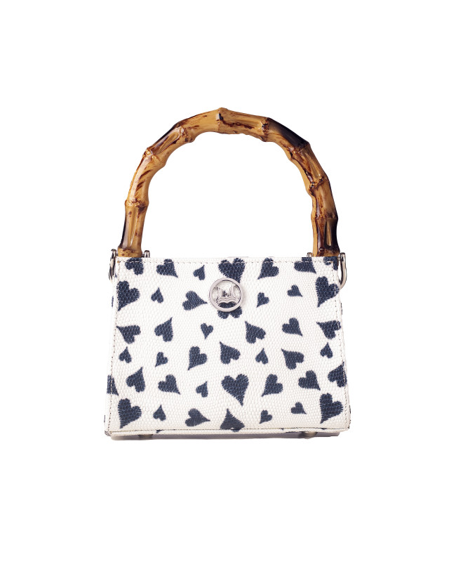 Shanghai Micro: White and Blue Hearts Print