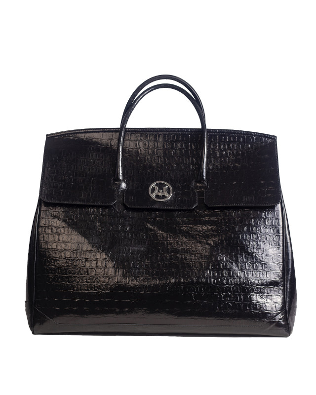Duffle Bag 3.0: Black Textured Crocodile Print