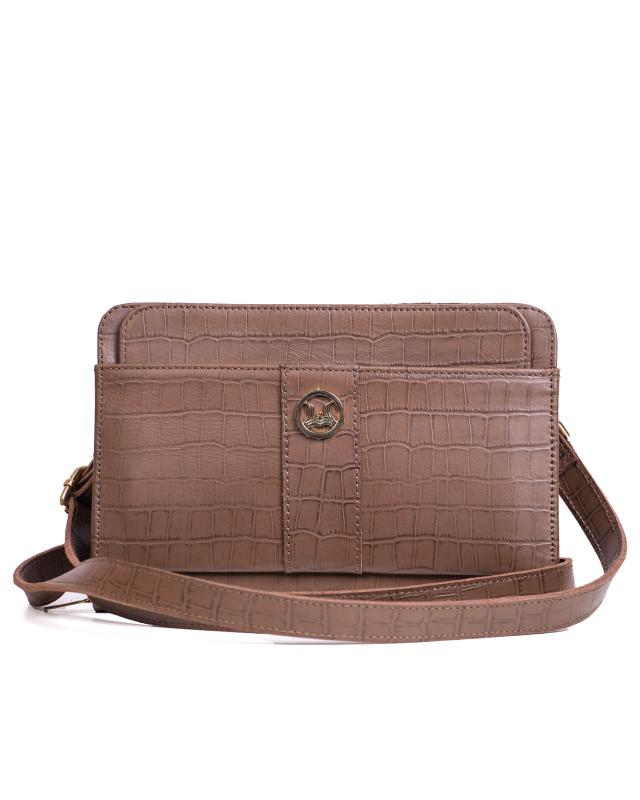 Messenger Bag 2.0(UK):Brown Crocodile Print