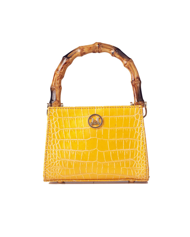 Shanghai Micro: Metallic Yellow Crocodile Print