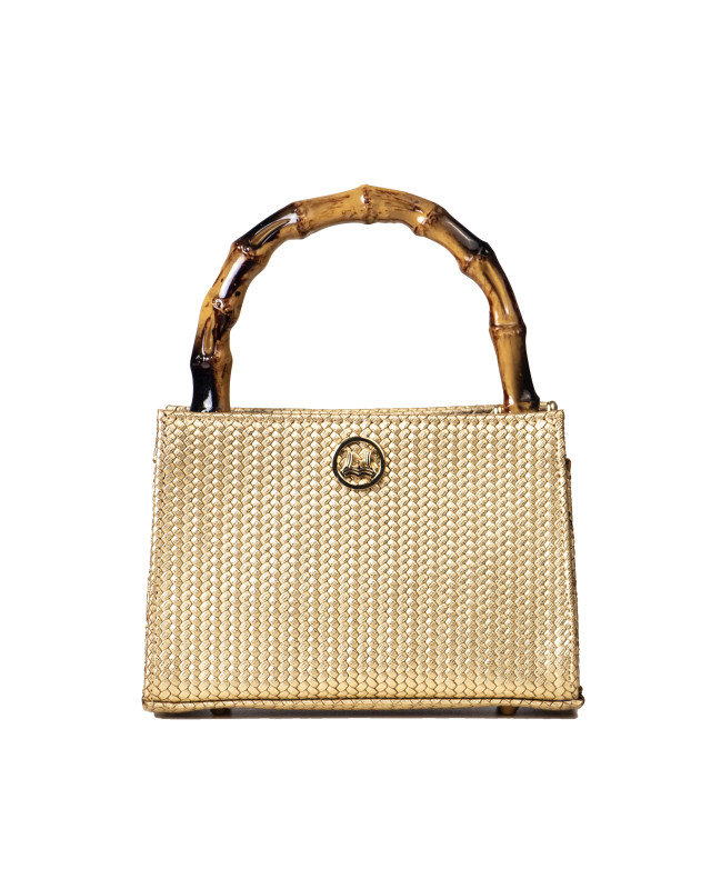 Shanghai Mini: Gold Basket Woven Leather