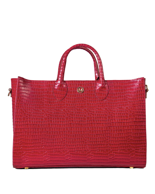 Midi Man Tote: Bubblegum Pink Crocodile Print