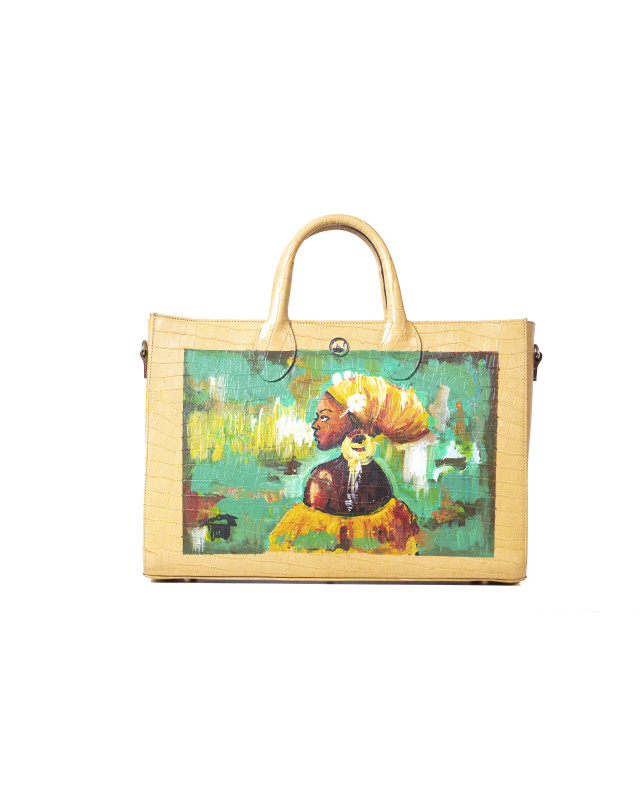 Midi Man Tote: Limited Edition Buttermilk Crocodile Print Meets Art #2