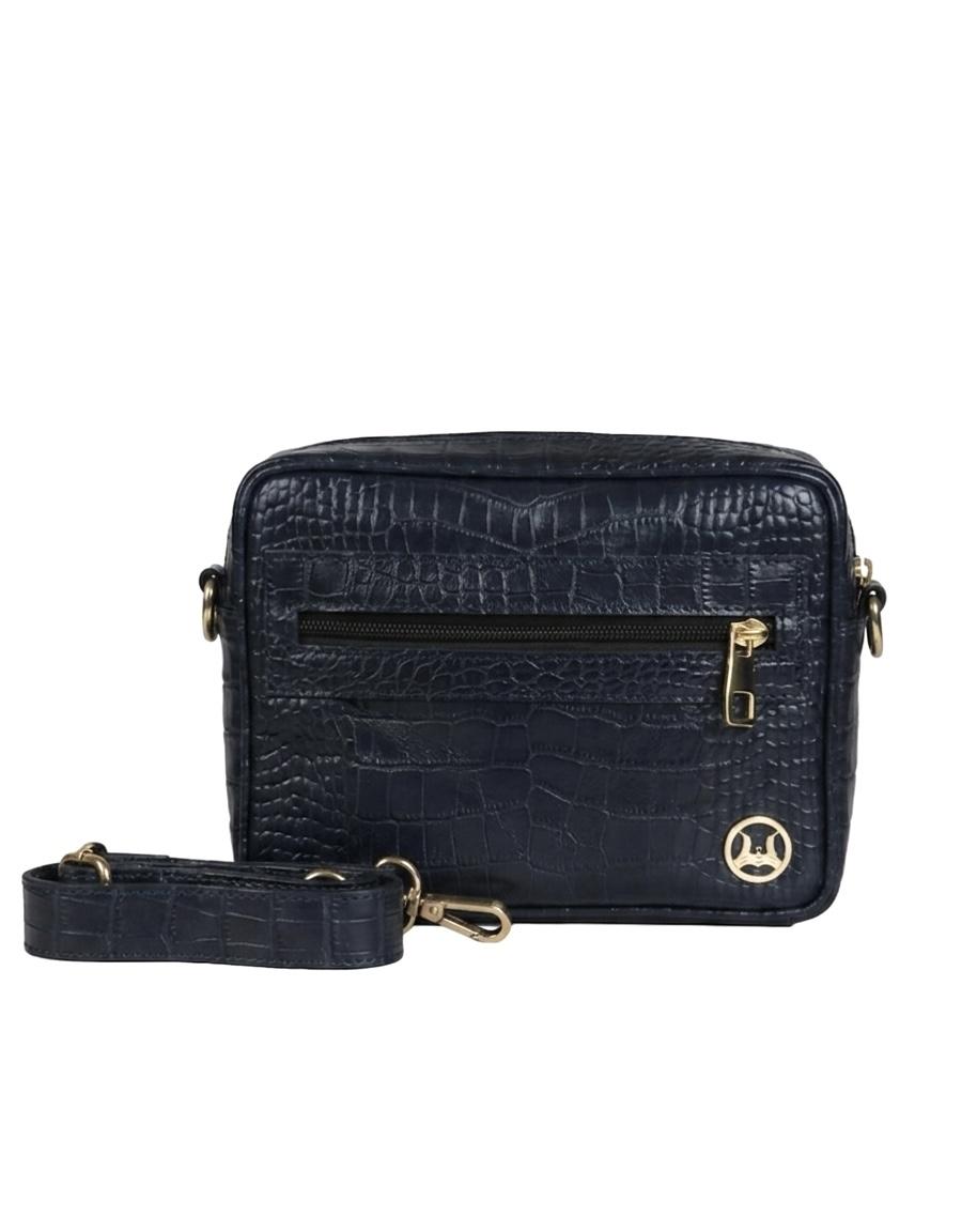 Messenger Bag: Deep Blue Crocodile Print