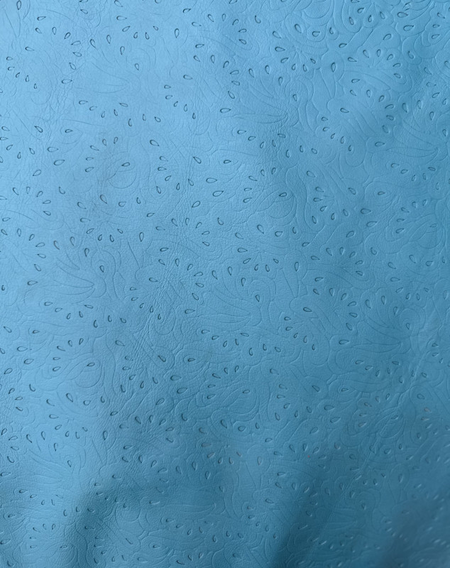 Blue Floral Print Embossed on Calf Hides: AF001CA