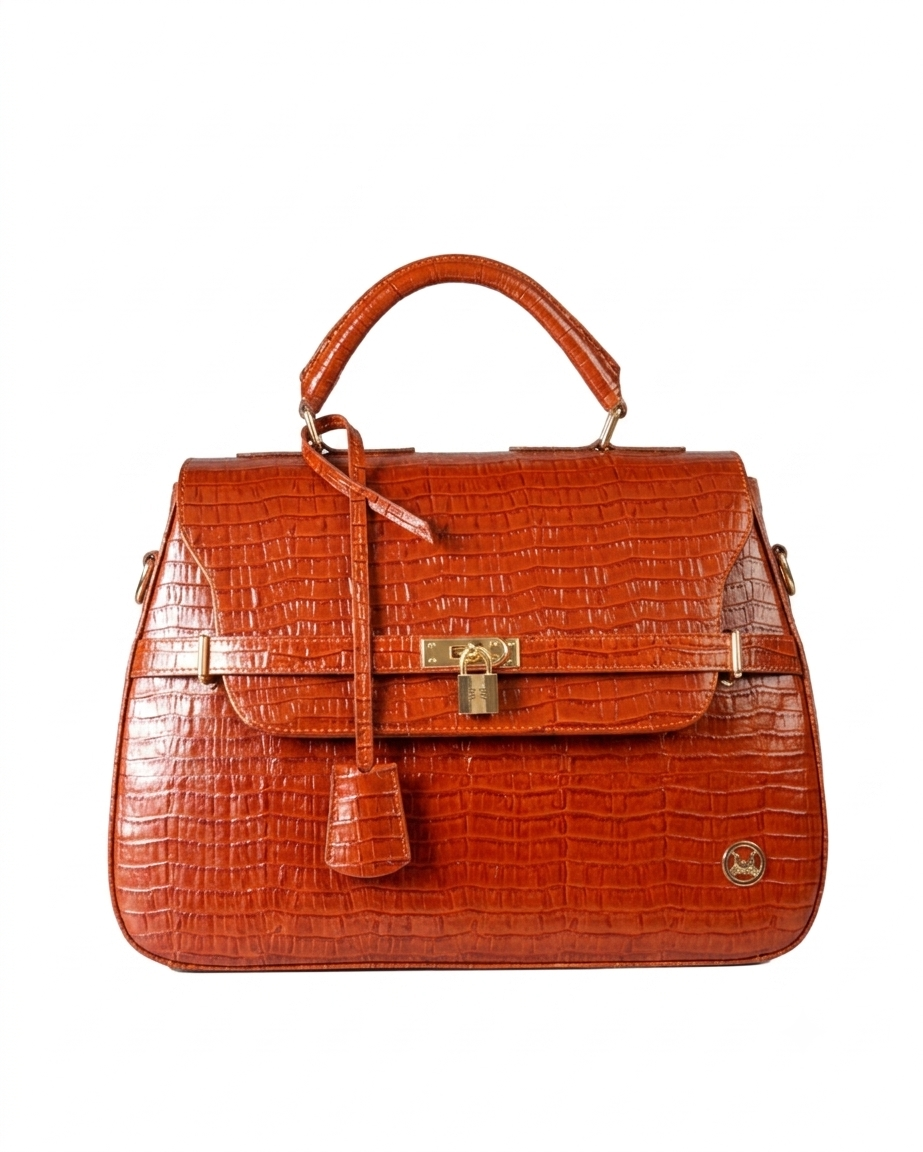 Brazzaville MAXI: Copper Brown Crocodile Print