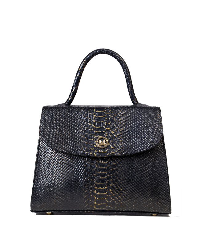 Paris Midi: Black Snake Print with Gold Details