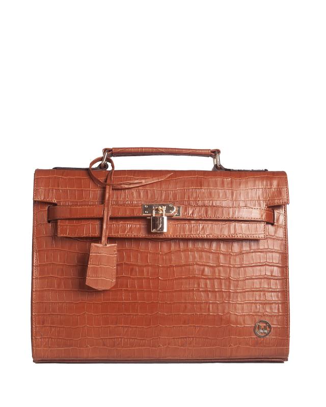 JFK Mini Work Case: Rust Crocodile Print