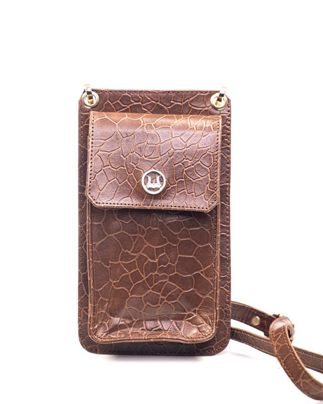 Cross Body Pouch: Cinnamon Brown Marble Print